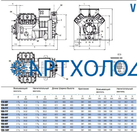 Компрессор V20-84Y (R-404A, R-507, R-134a, R-407C LBP) Frascold Компрессор V20-84Y (R-404A, R-507, R-134a, R-407C LBP) Frascold