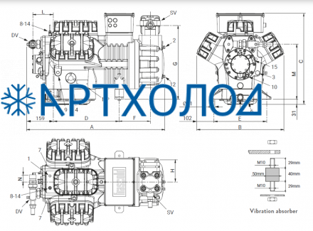 Компрессор Z40-140Y (R-404A, R-507, R-134a, R-407C MBP) Frascold