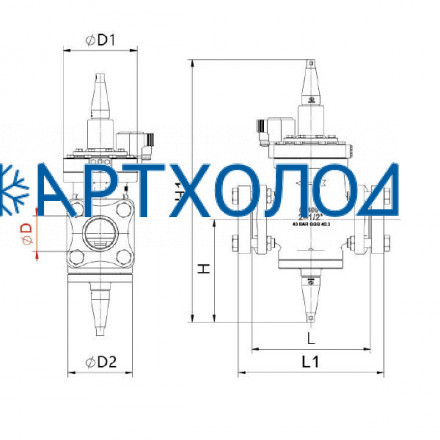 Сервоприводный клапан с пилотным управлением до себя IPRV-1N DN125 (соленоид на открытие) Dofun