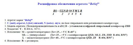 Агреат BS-ULN 93Y MLRE (R-404а/R-507, MBP) Belief Агреат BS-ULN 93Y MLRE (R-404а/R-507, MBP) Belief