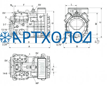 Компрессор Q7-36.1Y (R-404A, R-507, R-134a, R-407C LBP) Frascold